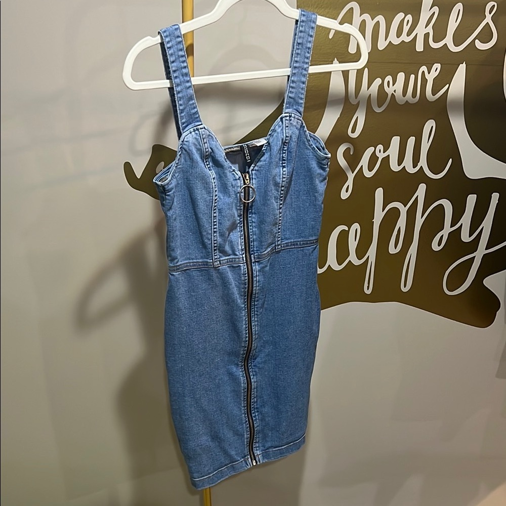 Denim Dress with Zipper